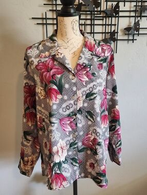 Vintage Alia Floral And Lace Print Blouse